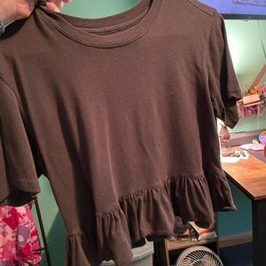 Dark Grey Short Sleeve Crop Top